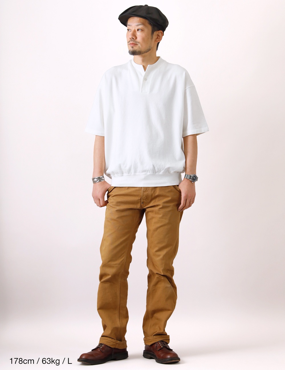 DUBBLE WORKS|LIGHT TERRY HENLEY SWEAT “lot.74005“
