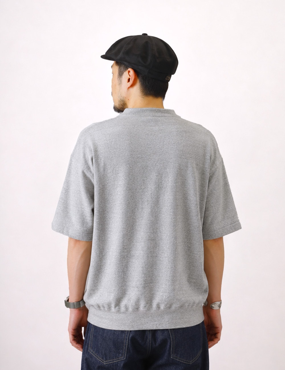DUBBLE WORKS|LIGHT TERRY HENLEY SWEAT “lot.74005“
