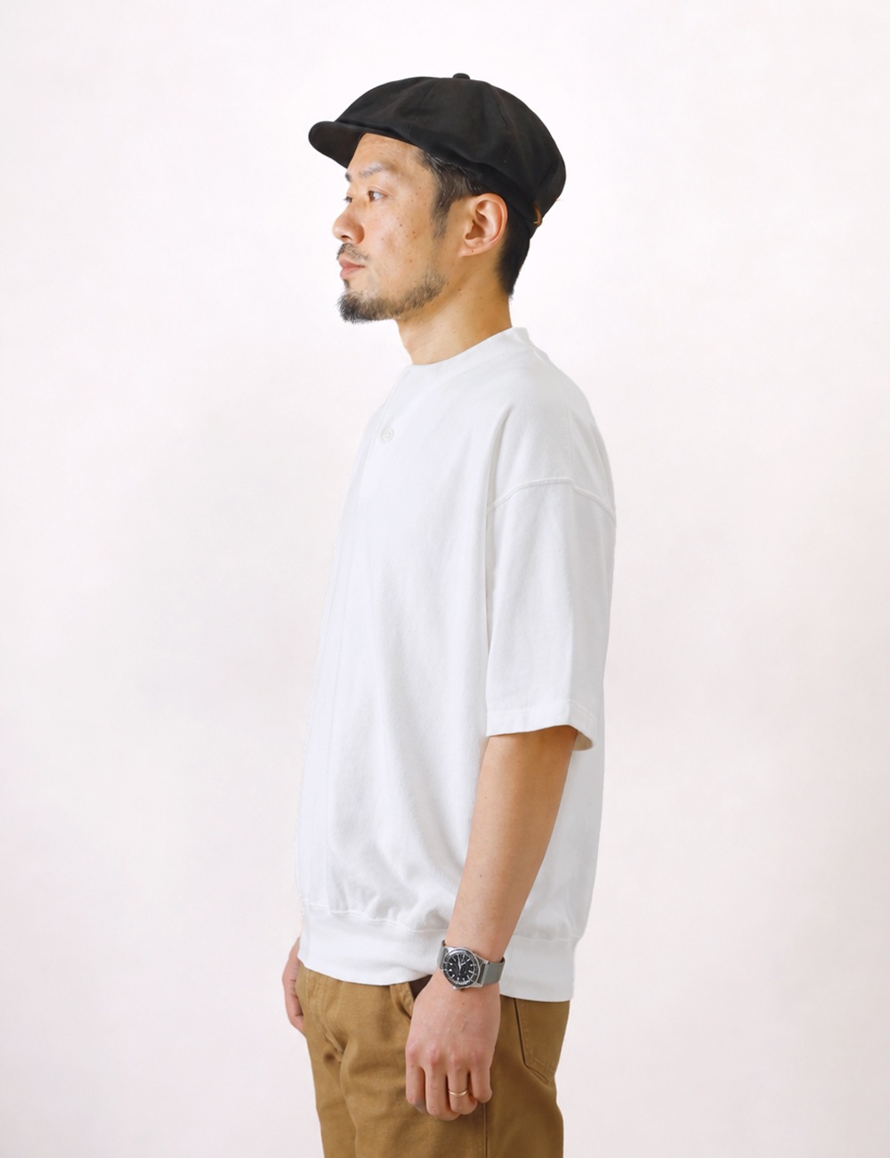 DUBBLE WORKS|LIGHT TERRY HENLEY SWEAT “lot.74005“