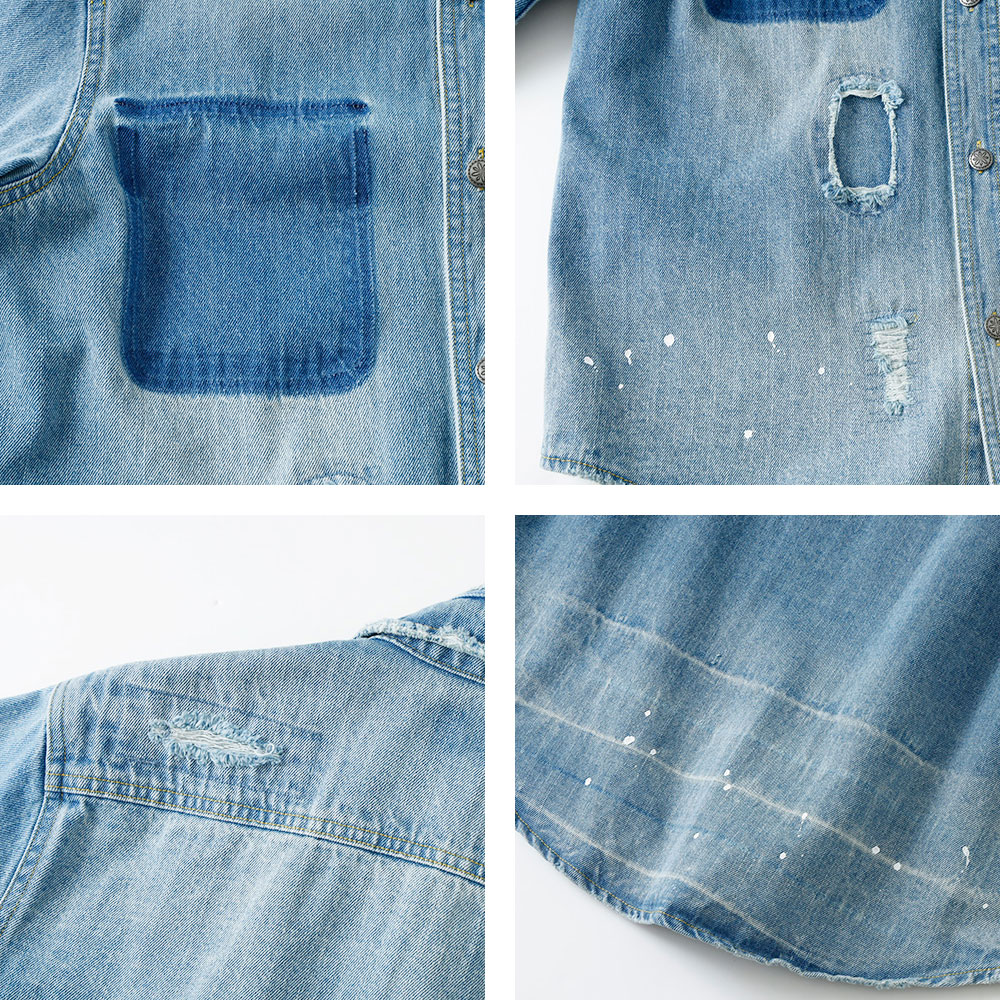  【BLUEPORT】REMAKE DENIM SHIRTリメイクデニムシャツ