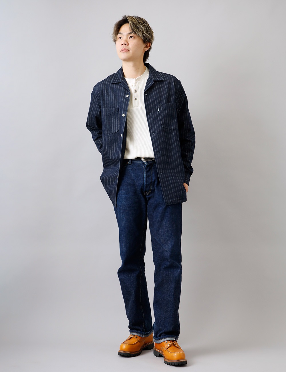 <10%OFF！ファミリーSALE！>◆omotodenim（オモトデニム）ドビーデニムワークシャツ