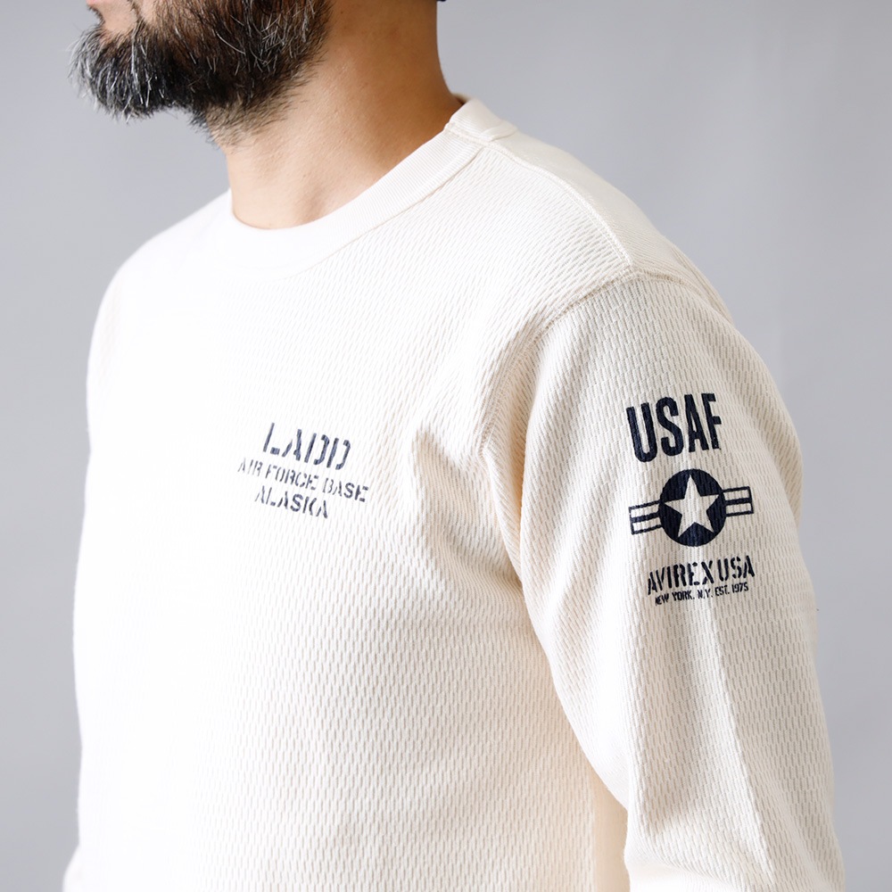 【AVIREX】 HONEYCOMB WAFFLE T-SHIRT USAF ハニカムワッフルロンT