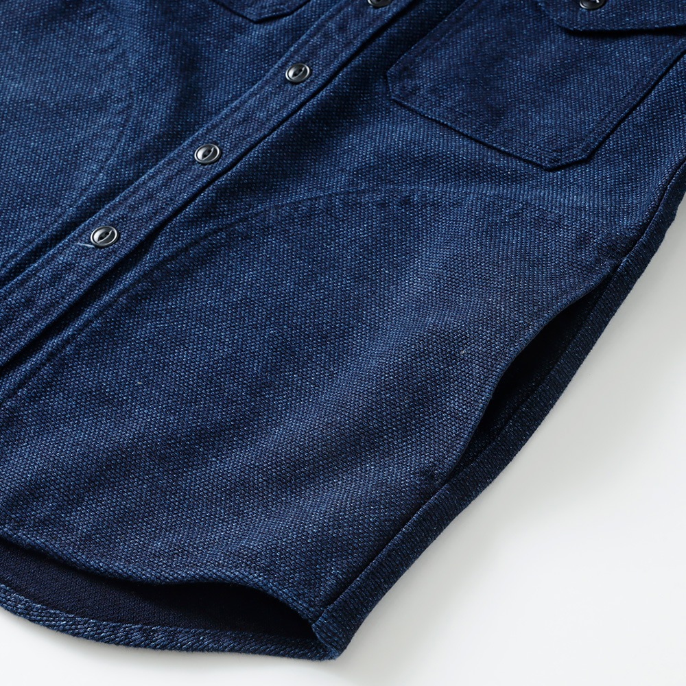 刺し子 ビックポケットブルゾン ネイビー 刺し子ビックポケット