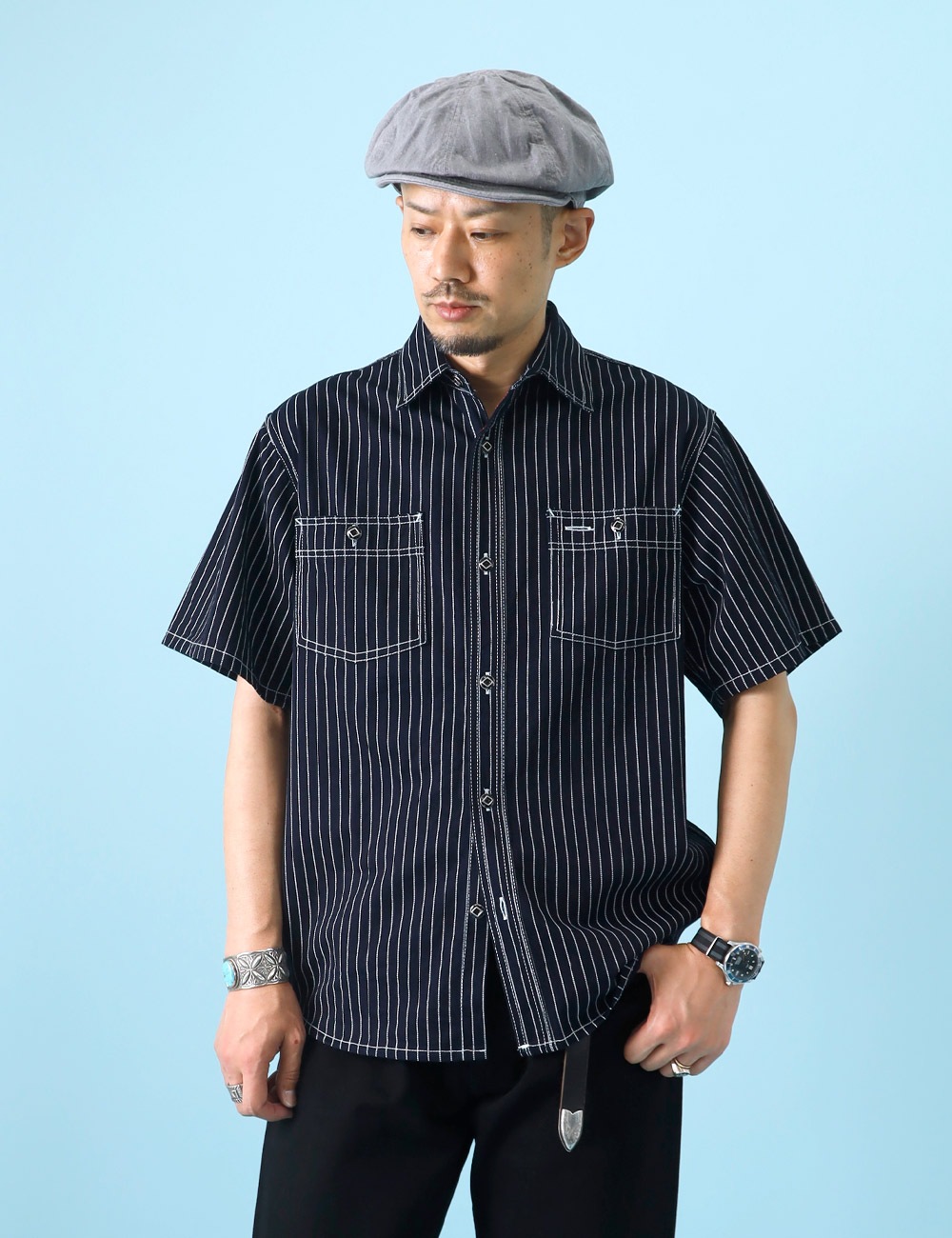BLUE PORT｜ワークシャツ”Wabash stripe