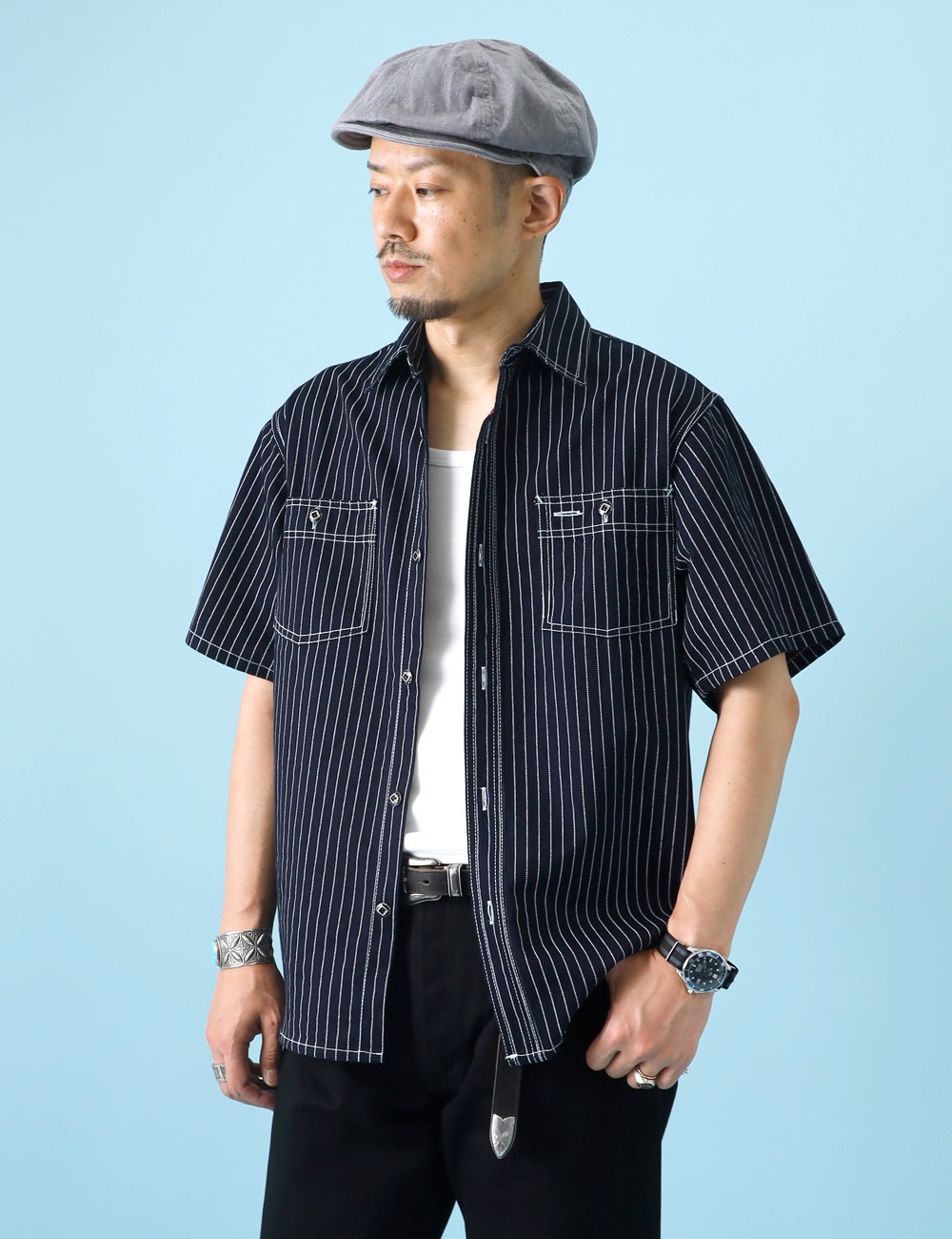 BLUE PORT｜ワークシャツ”Wabash stripe