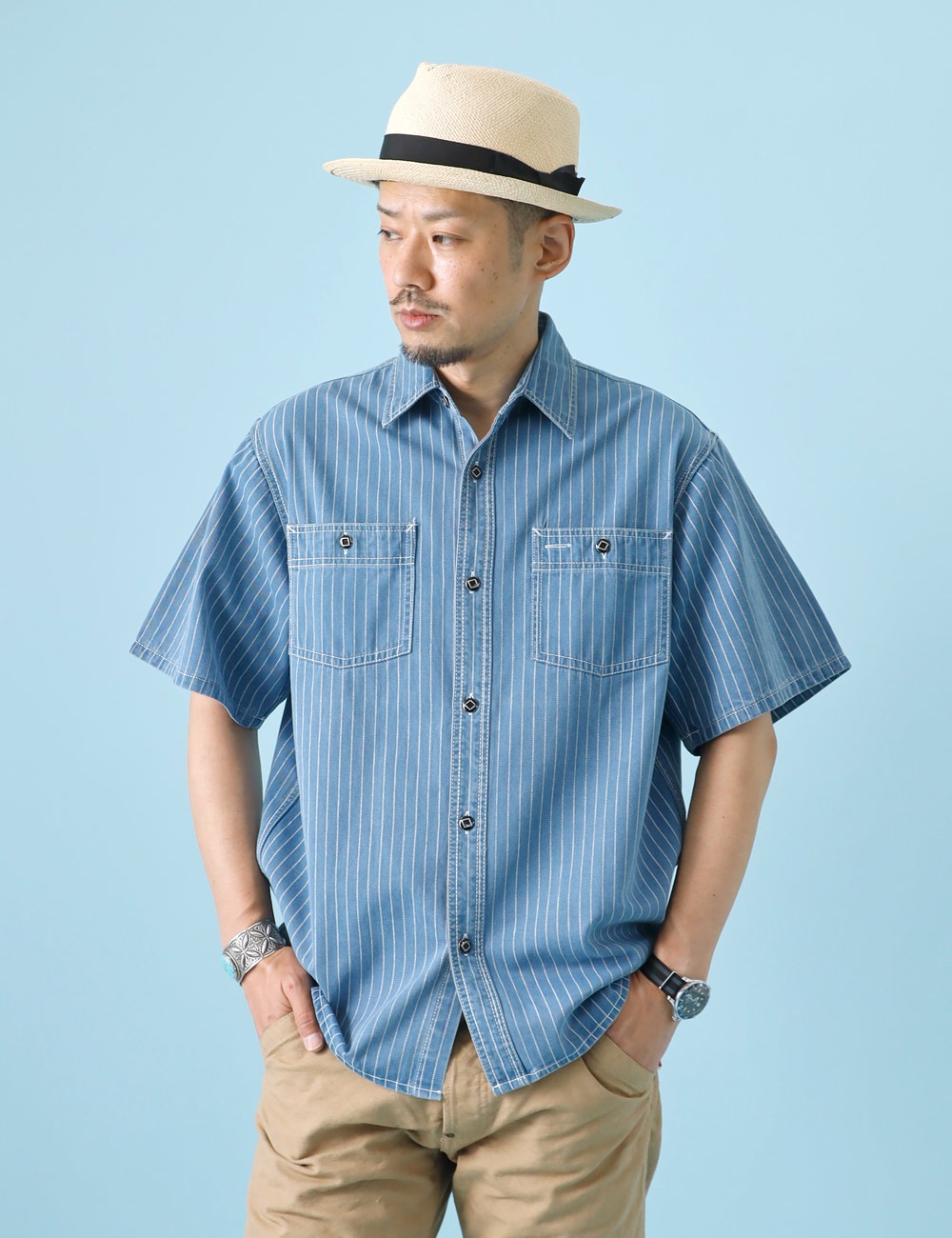 BLUE PORT｜ワークシャツ”Wabash stripe