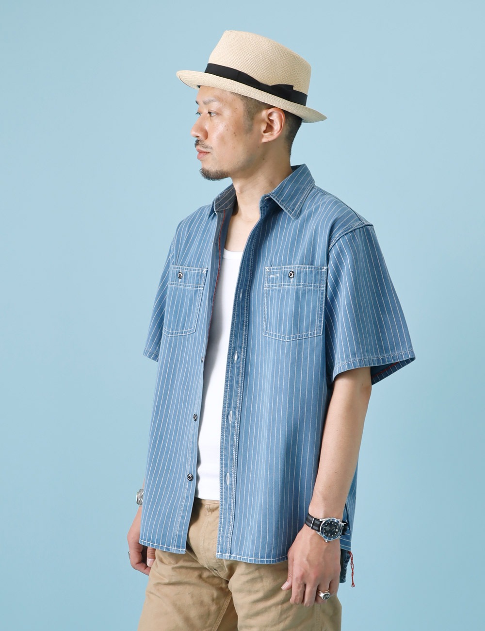 BLUE PORT｜ワークシャツ”Wabash stripe