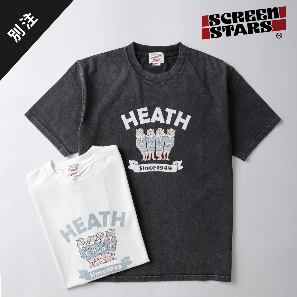 HEATH（ヒース）SCREEN STARS 別注  退色加工フロッキープリントTシャツ 