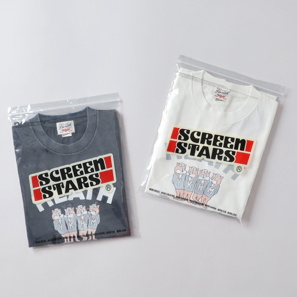 HEATH（ヒース）SCREEN STARS 別注  退色加工フロッキープリントTシャツ 