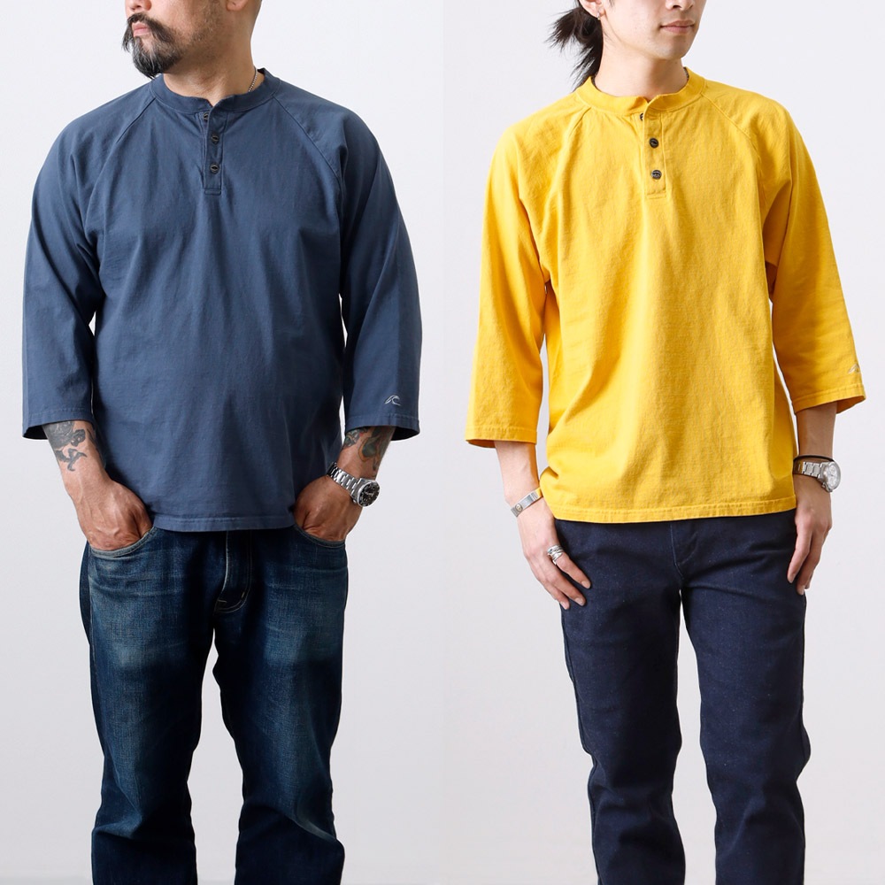 【HEATH】ORIGINAL HENLY NECK 8 SLEEVE TEE国産 オリジナル8分袖ヘンリーネックTシャツ