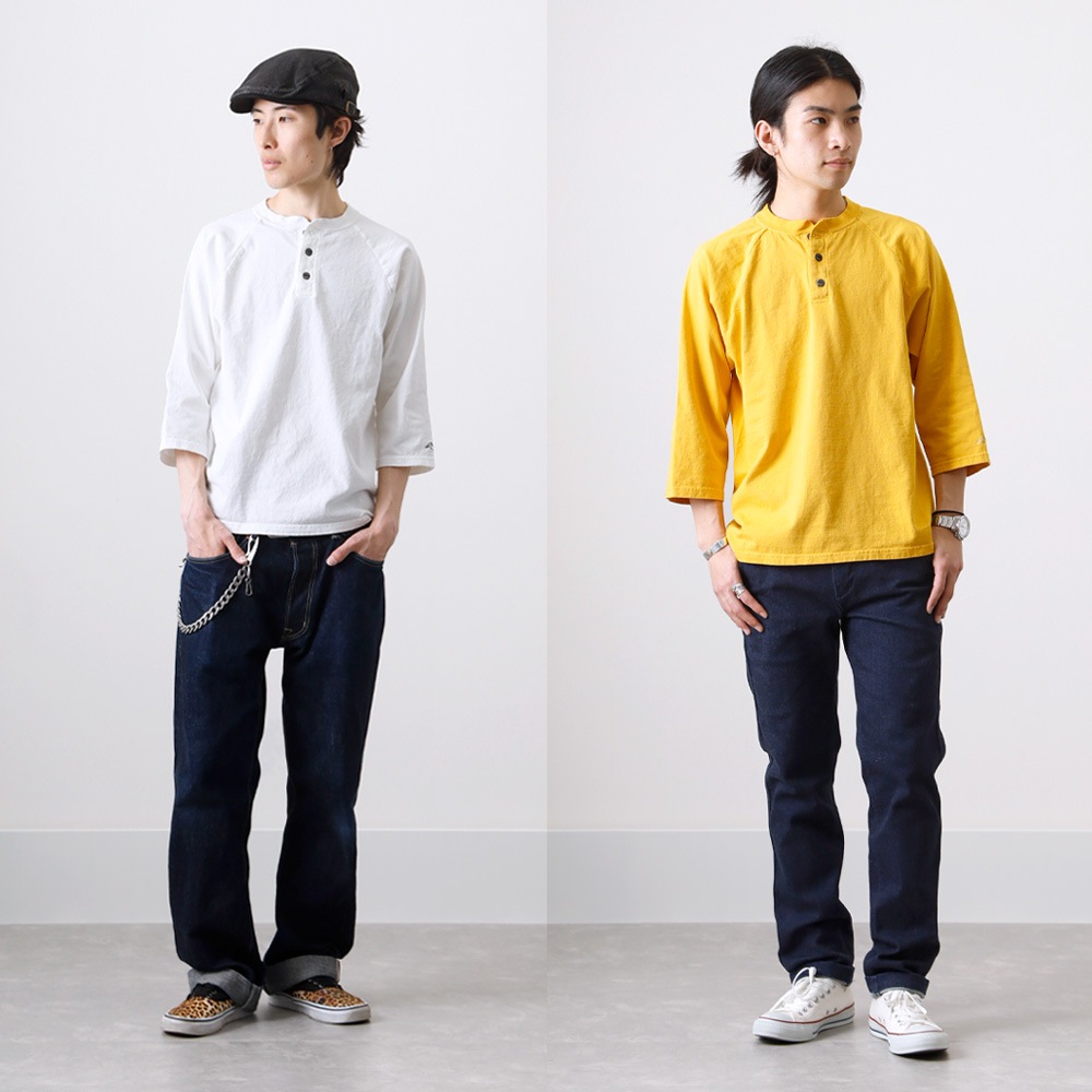 【HEATH】ORIGINAL HENLY NECK 8 SLEEVE TEE国産 オリジナル8分袖ヘンリーネックTシャツ