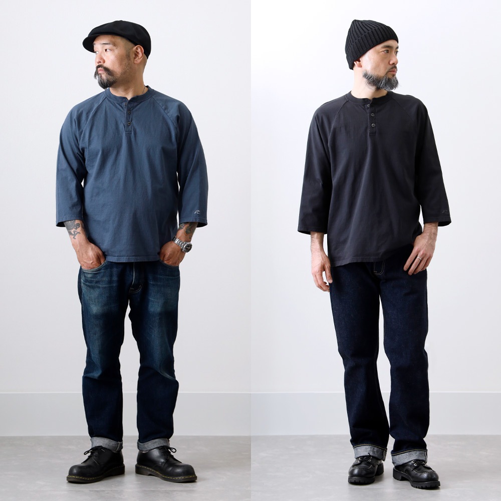【HEATH】ORIGINAL HENLY NECK 8 SLEEVE TEE国産 オリジナル8分袖ヘンリーネックTシャツ