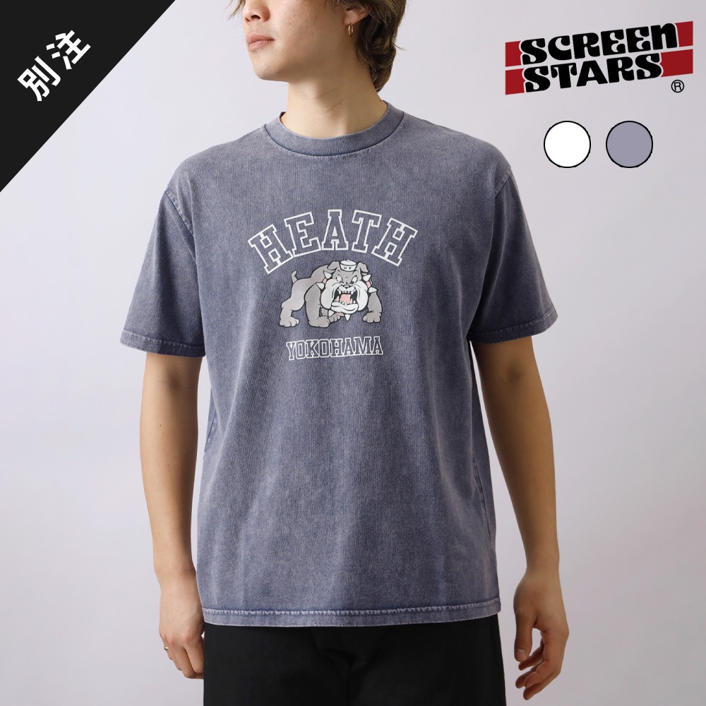 HEATH（ヒース）SCREEN STARS 別注  退色加工フロッキープリントTシャツ 