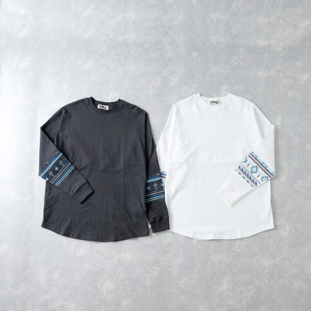 <30%OFF!ファミリーSALE!>◆ 【BLUE PORT】EMBROIDERY DOLMAN L/S刺繍 ドルマン ロンT