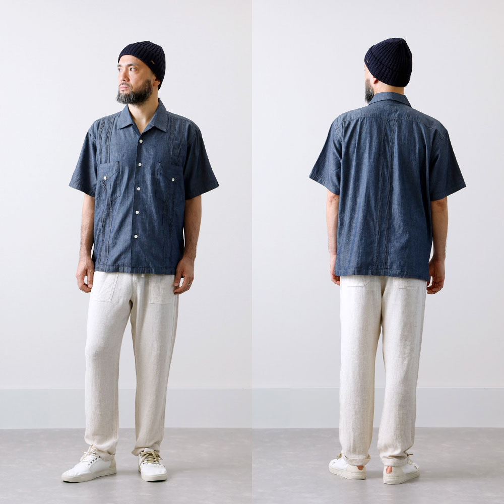  【BLUE PORT】CHAMBRAY CUBA SHIRT シャンブレーキューバシャツ