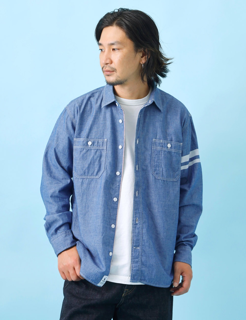 桃太郎JEANS｜TRIPLE STITCH L/S CHAMBRAY SHIRT 
