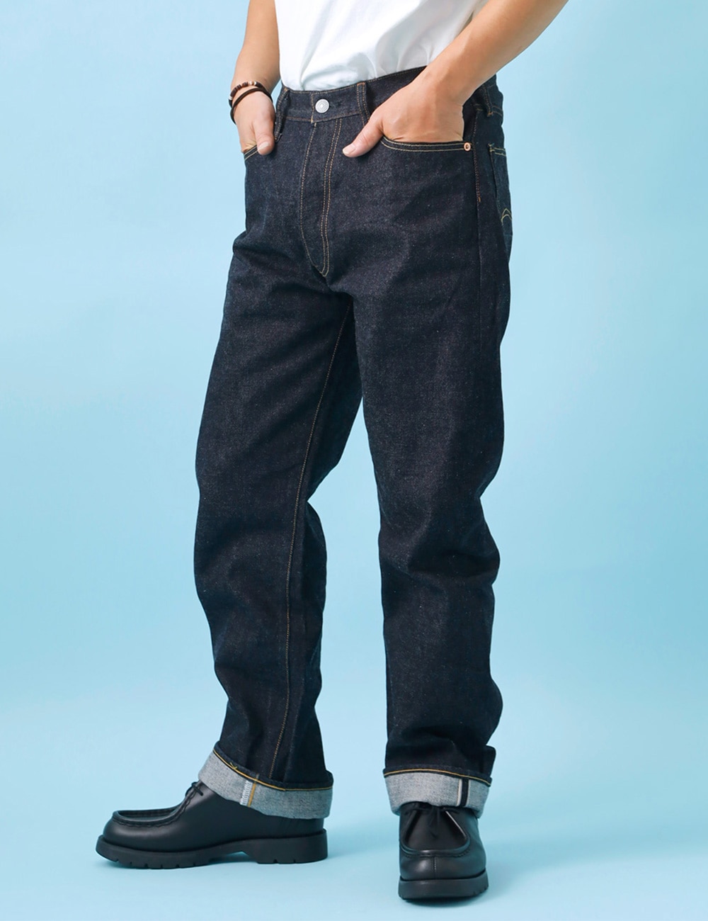 STUDIO D'ARTISAN｜15ozシンチバック付きルーズストレート