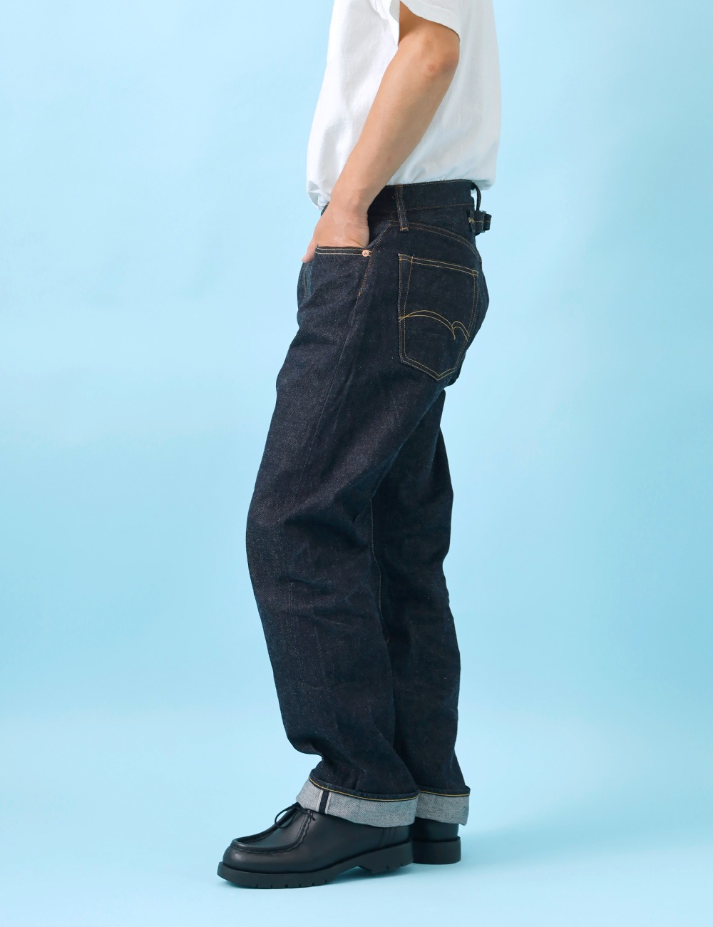 STUDIO D'ARTISAN｜15ozシンチバック付きルーズストレート