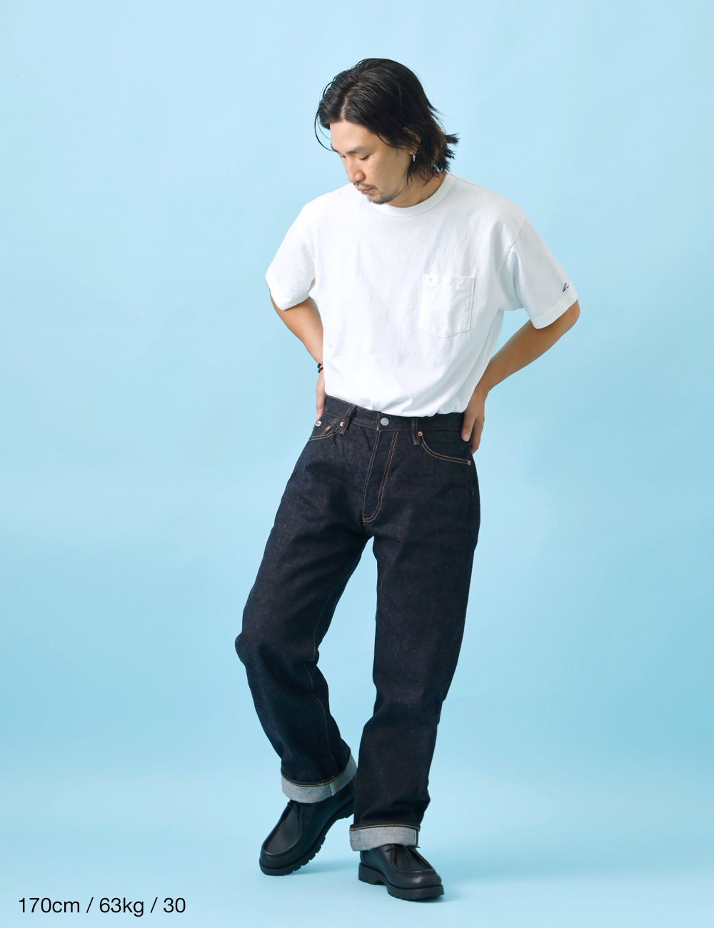 STUDIO D'ARTISAN｜15ozシンチバック付きルーズストレート