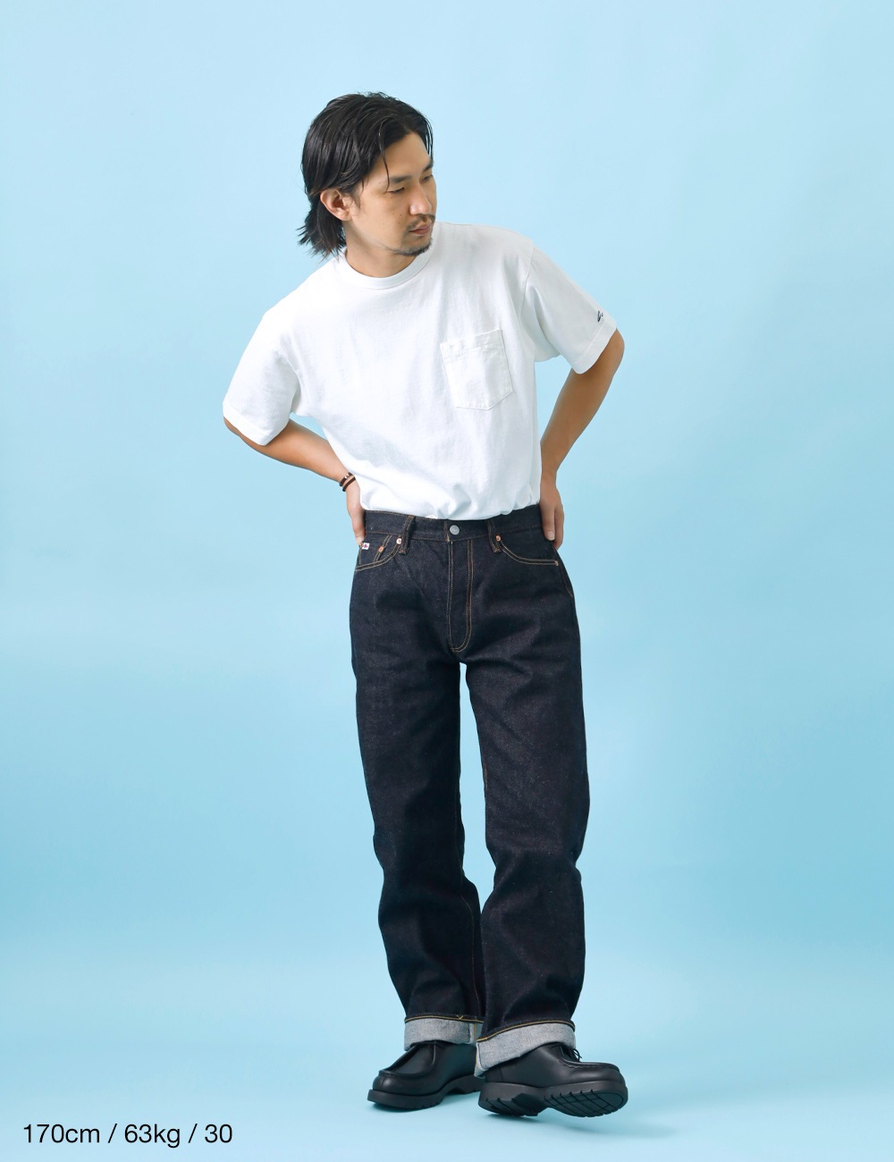 STUDIO D'ARTISAN｜15ozシンチバック付きルーズストレート