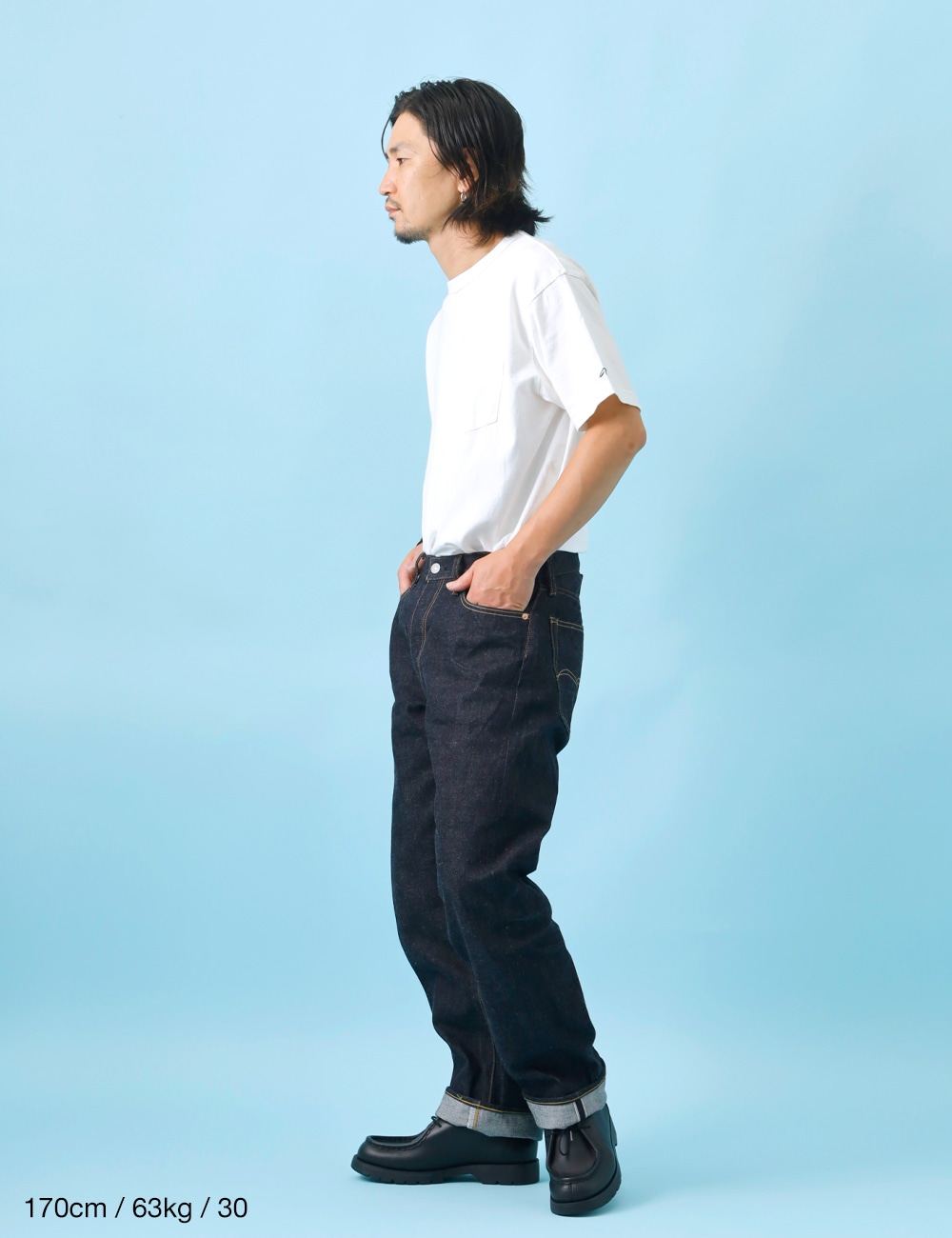 STUDIO D'ARTISAN｜15ozシンチバック付きルーズストレート