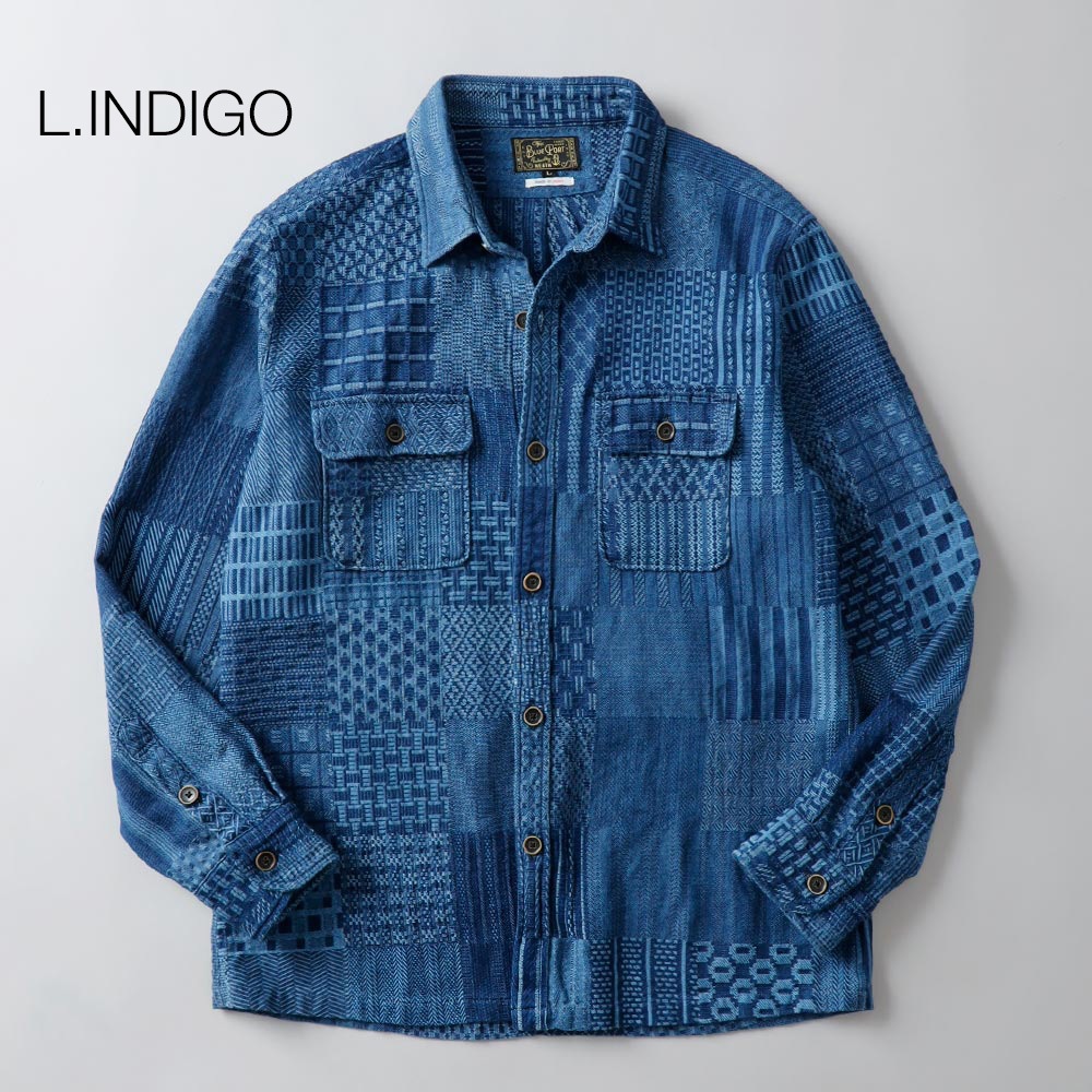 BLUEPORT（ブルーポート）インディゴ ジャカードシャツ