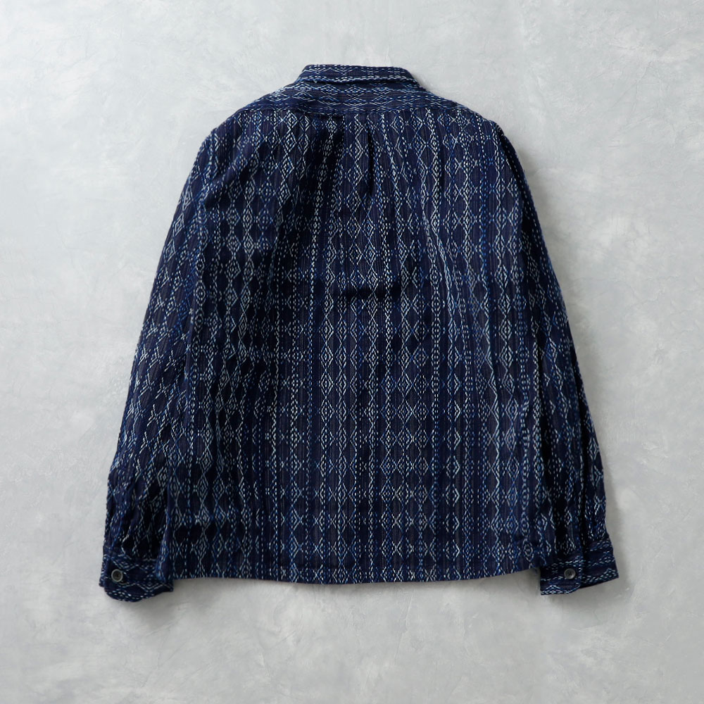 【BLUEPORT】AMA-KASURI-INDIGO SHIRT 雨絣 藍染刺し子シャツ
