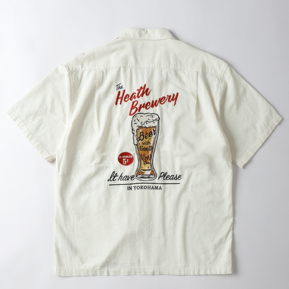 HEATH(ヒース)BEER刺繍 オープンカラーシャツ