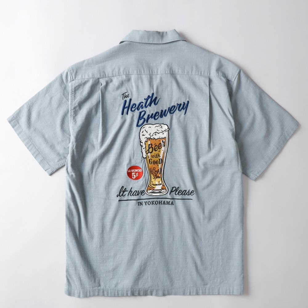 HEATH(ヒース)BEER刺繍 オープンカラーシャツ