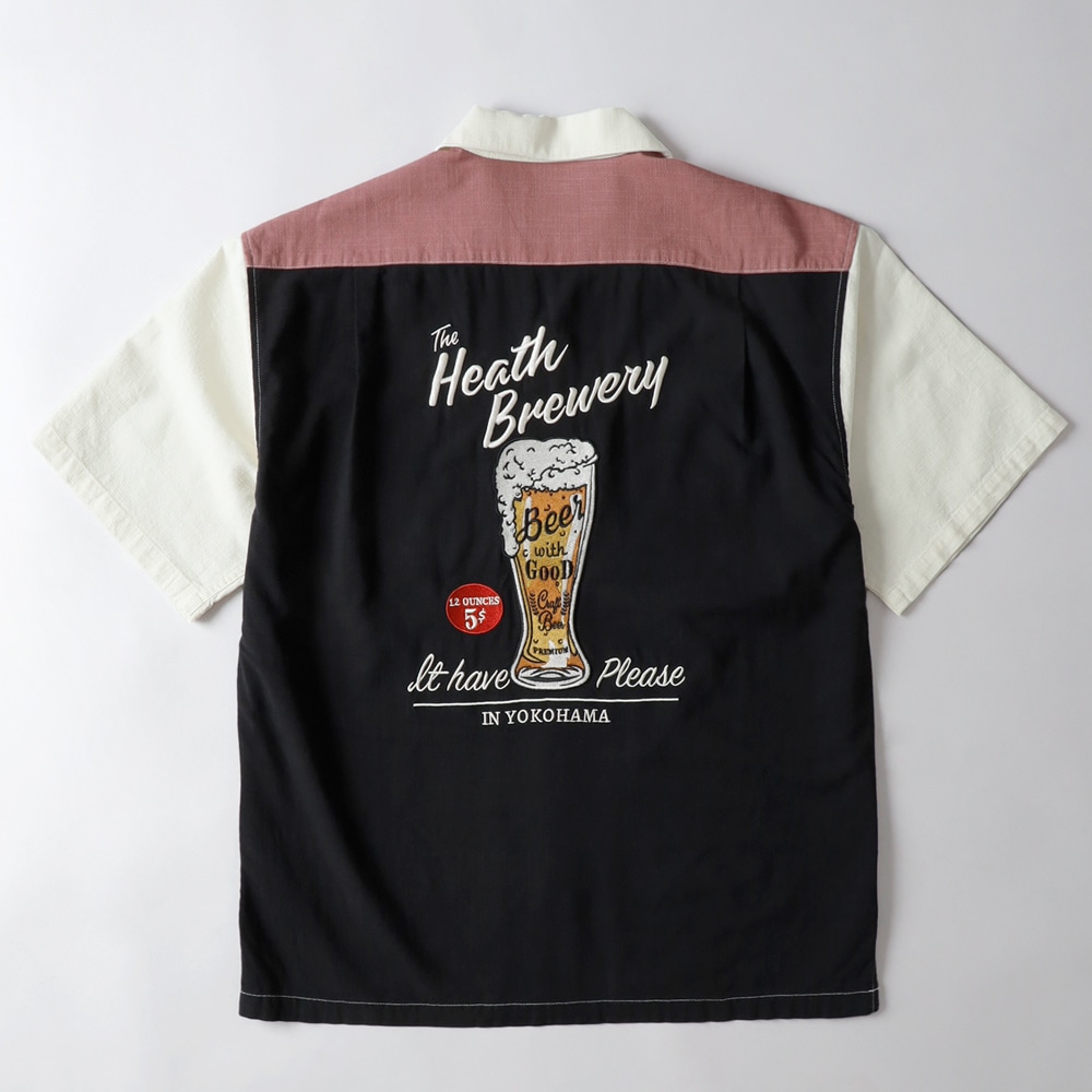 HEATH(ヒース)BEER刺繍 オープンカラーシャツ