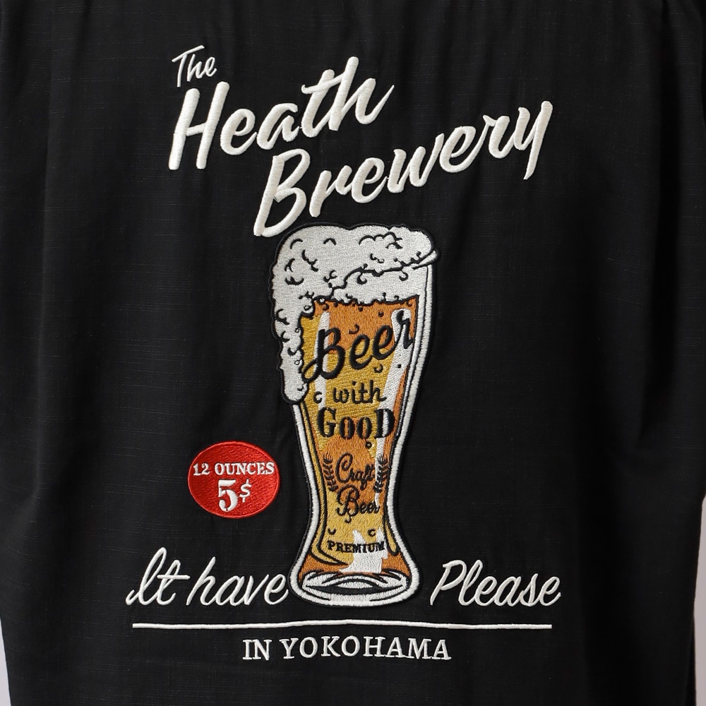 HEATH(ヒース)BEER刺繍 オープンカラーシャツ