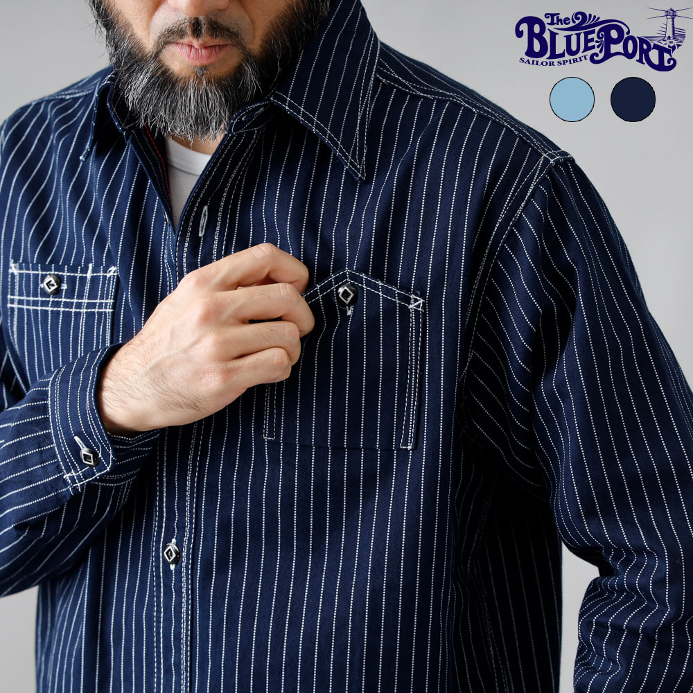 【BLUEPORT】INDIGO WABASH 40's WORK SHIRT インディゴウォバッシュワークシャツ