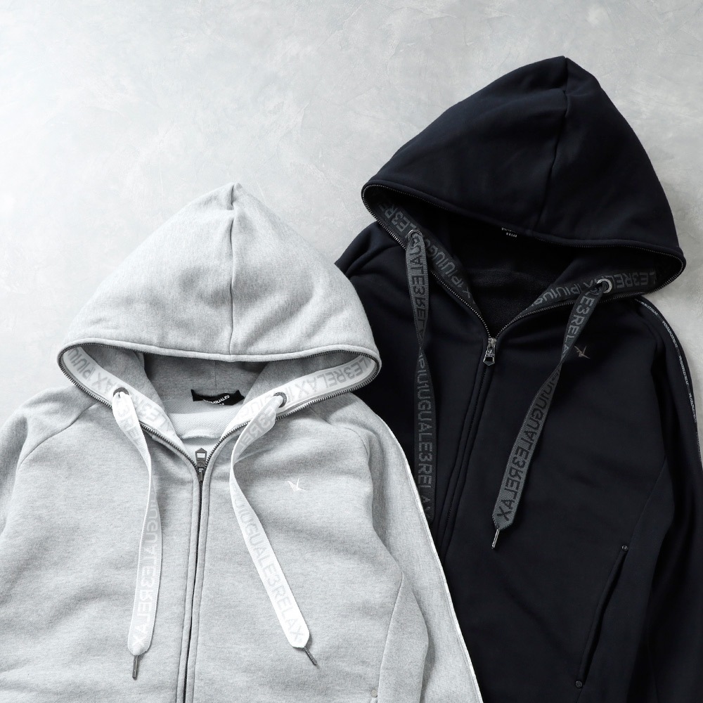 1PIU1UGUALE3 RELAX(ウノピゥウノウグァーレトレ リラックス) パイピングロゴワイドスピンドルパーカー