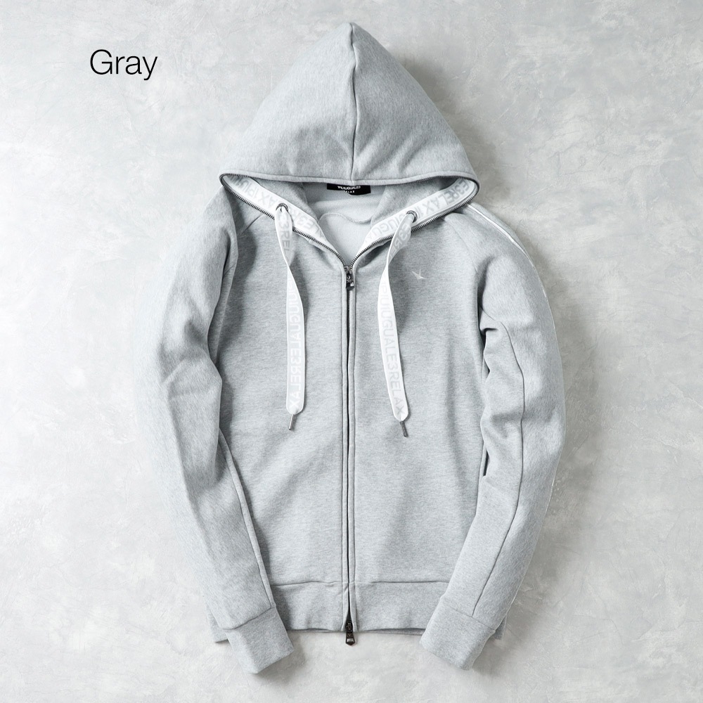 1PIU1UGUALE3 RELAX(ウノピゥウノウグァーレトレ リラックス) パイピングロゴワイドスピンドルパーカー