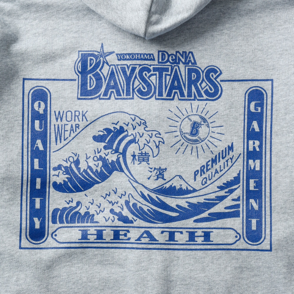 HEATH（ヒース）横浜DeNAベイスターズ公認デザイン オリジナル ジップパーカー 