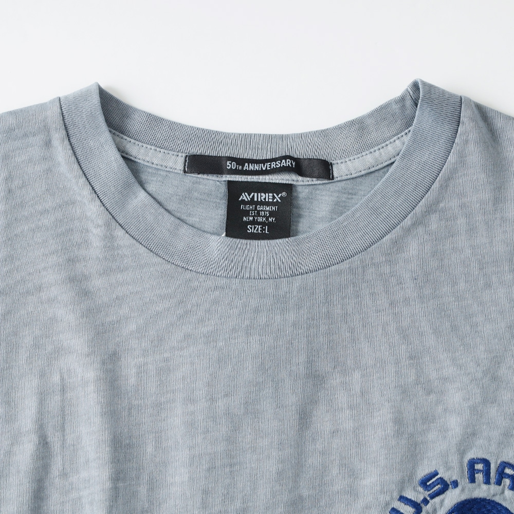  【AVIREX】 FADE WASH EMBROIDERY T-SHIRT フェイドウォッシュ 刺繍Tシャツ