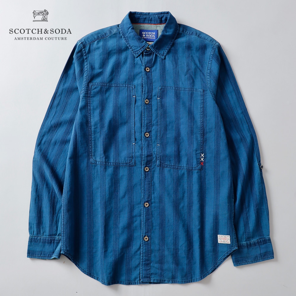 10%OFF！ファミリーSALE！<1月1日 0時から！>◆SCOTCH & SODA（スコッチアンドソーダ）インディゴストライプ シャツ