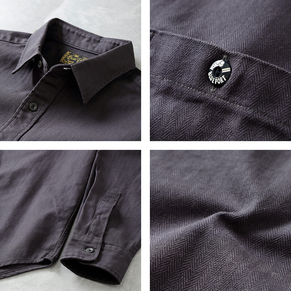 BLUEPORT（ブルーポート）ヴィンテージ ヘリンボーン ユーティリティシャツ