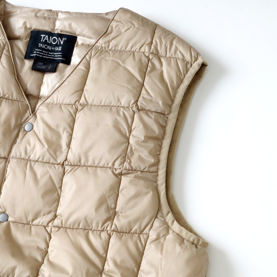 【新品タグ付】アンフィーロ サイズL LIMONTA TAION ダウンベスト ◎【TAION】BASIC V-NECK INNER DOWN VEST|アメカジ