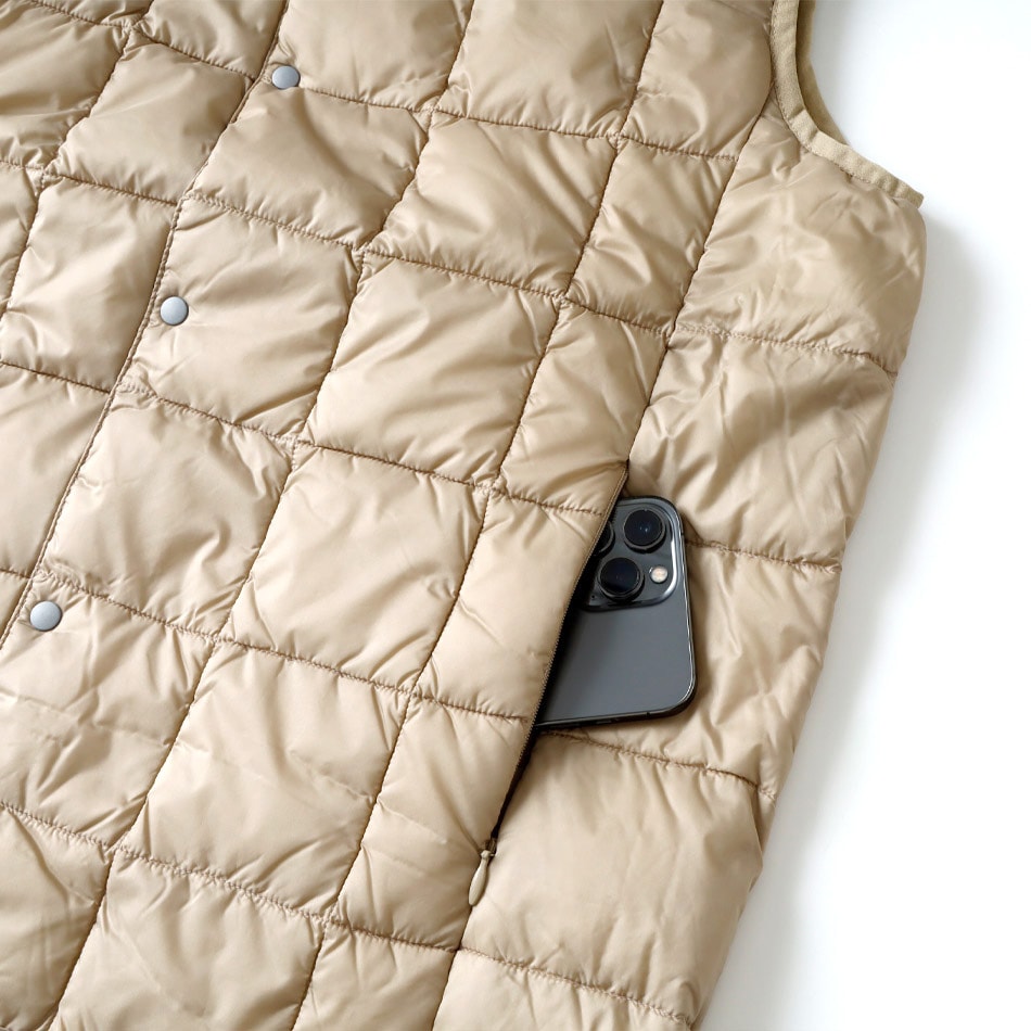 オーダーお休み中☆t☆　DOWN VEST ベージュ 30%OFF！ファミリーセール！】 【TAION】BASIC V-NECK INNER