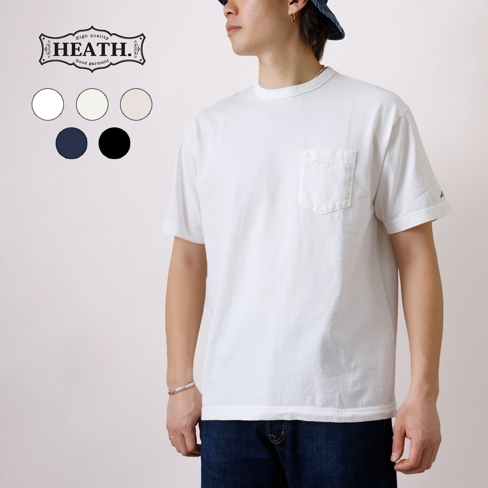 HEATH(ヒース)日本製 オリジナル クルーネック ポケットTシャツ