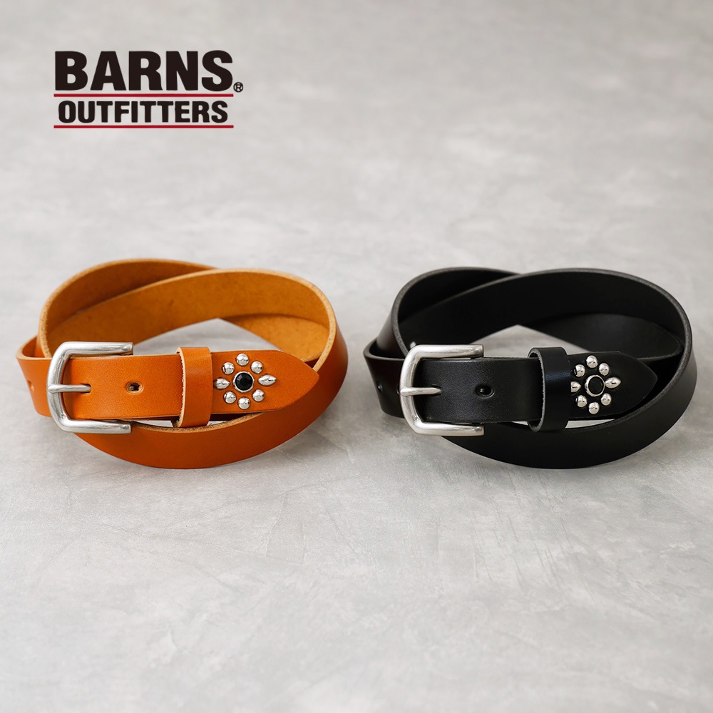 【新色入荷】BARNS OUTFITTERS （バーンズ） スタッズ 栃木レザーベルト 30mm