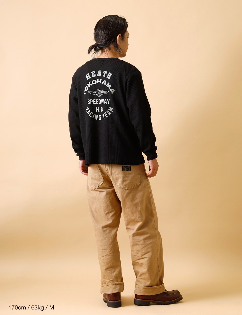 HEATH×BARNS OUTFITTERS×BUTTON WORKS|Waffle henley “FLYING WHEEL“
