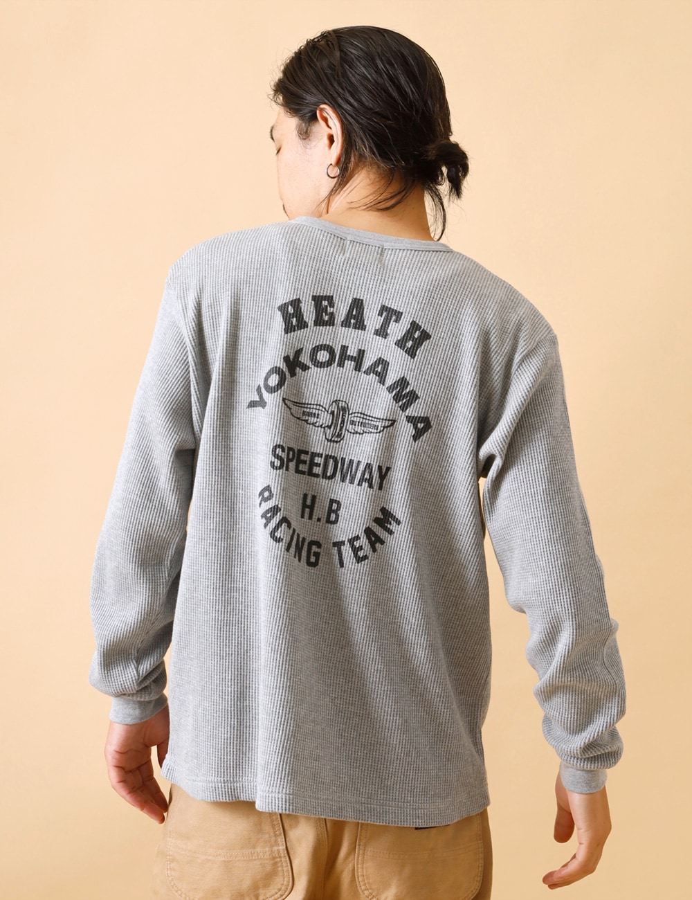 HEATH×BARNS OUTFITTERS×BUTTON WORKS|Waffle henley “FLYING WHEEL“