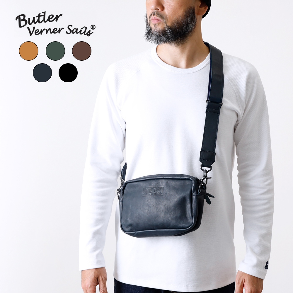 Butler Verner Sails】HORSE LEATHER SQUARE ZIP SHOULDER BAG