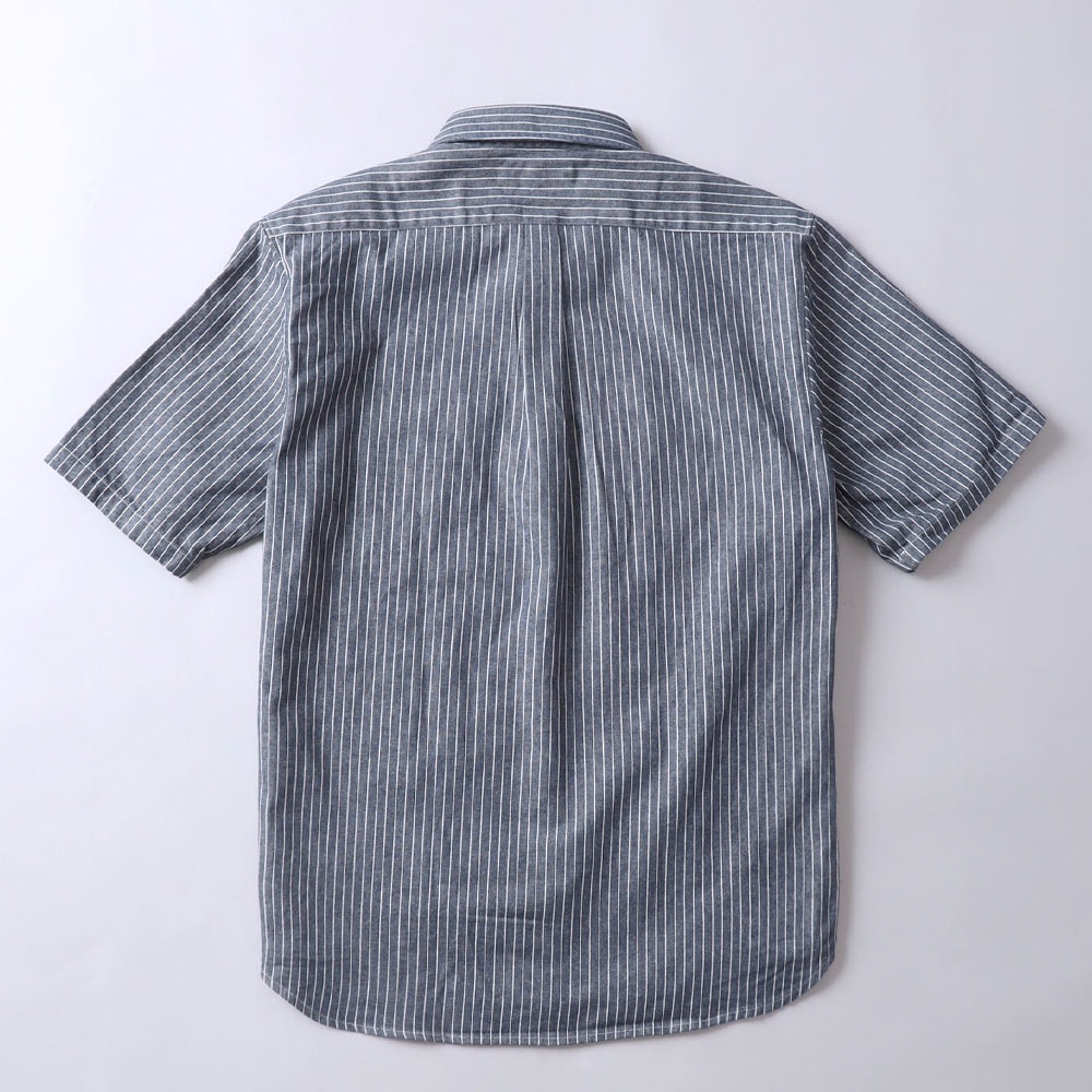 美品 Bluco Work Garment ストライプ ヒッコリー 半袖シャツ BLUEPORT（ブルーポート）ヒッコリー半袖ワークシャツ | 大人の