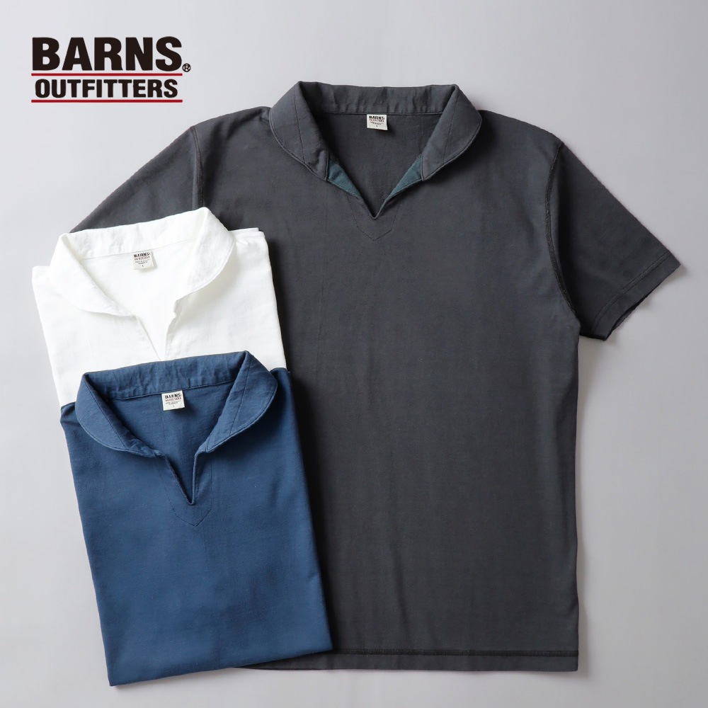 BARNS OUTFITTERS（バーンズ）スキッパーネックポロ Tシャツ