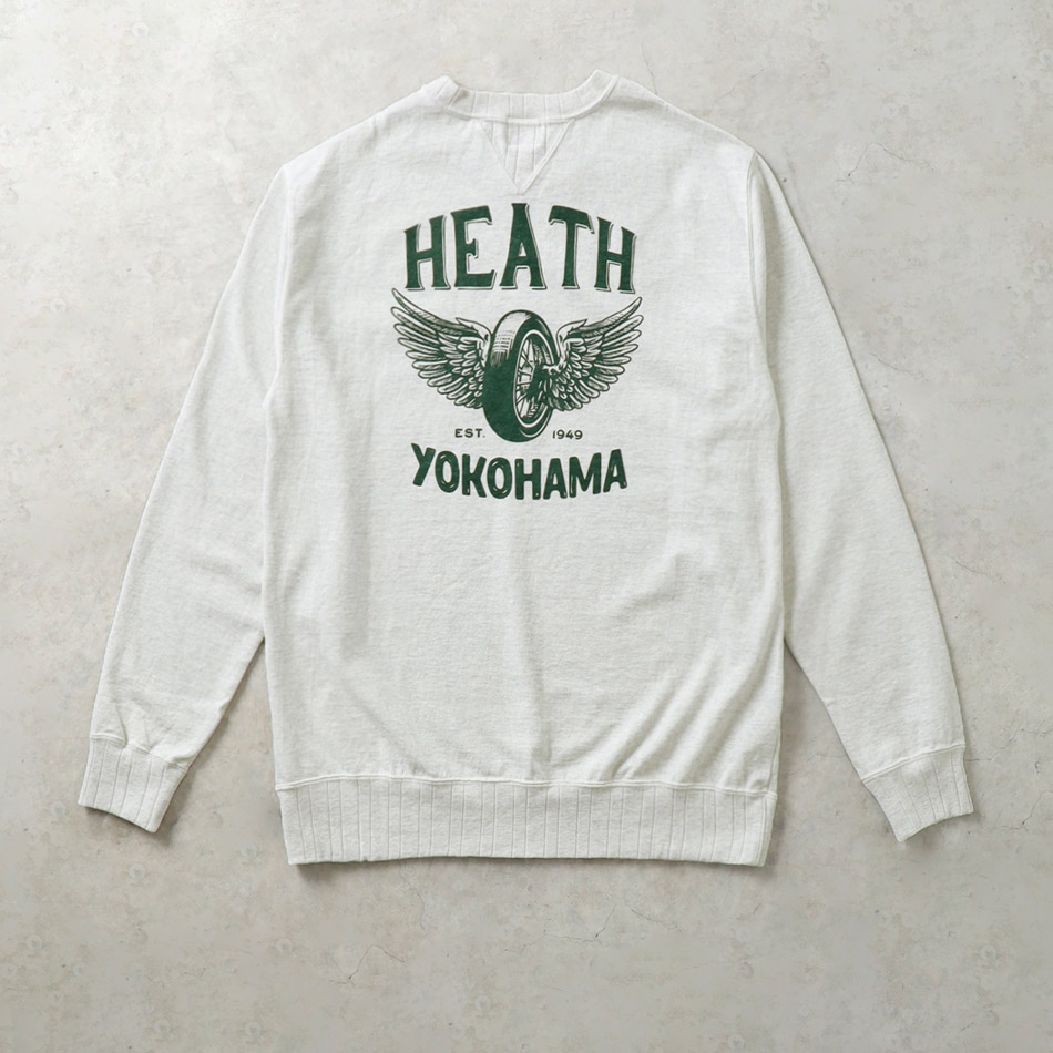<10%OFF!ファミリーSALE!>◆【HEATH x Pherrow's】FLYING WHEEL COLLABO GUSSET L/Sフライングホイール 別注ガゼットロンT