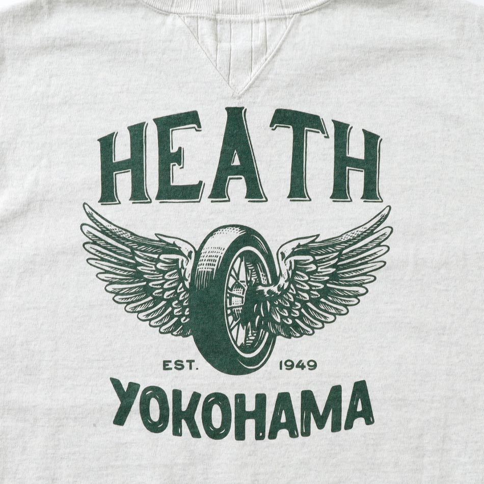 <10%OFF!ファミリーSALE!>◆【HEATH x Pherrow's】FLYING WHEEL COLLABO GUSSET L/Sフライングホイール 別注ガゼットロンT
