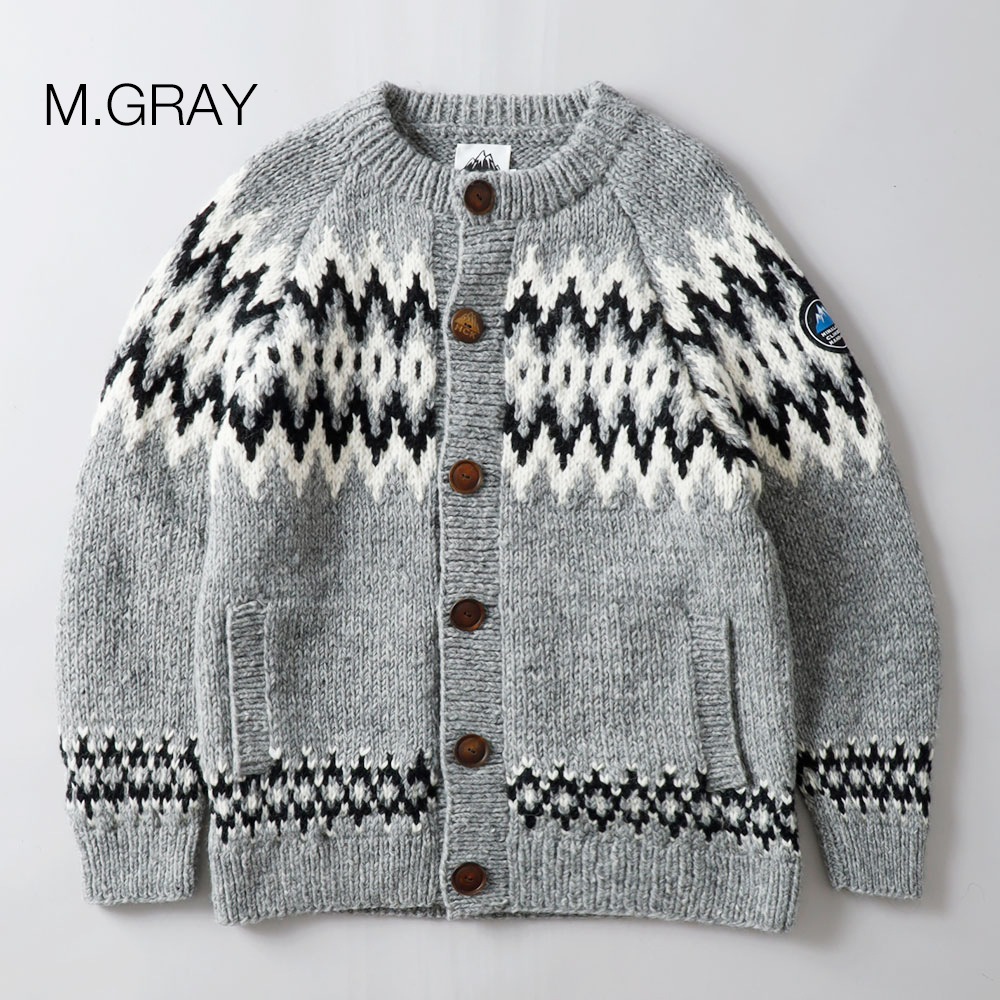 【20%OFF！ファミリーセール！】HIMALAYAN CLIMBER'S HAND-KNIT（ヒマラヤン クライマーズ ハンドニット）ジャガ－ド柄 クル－カ－ディガン